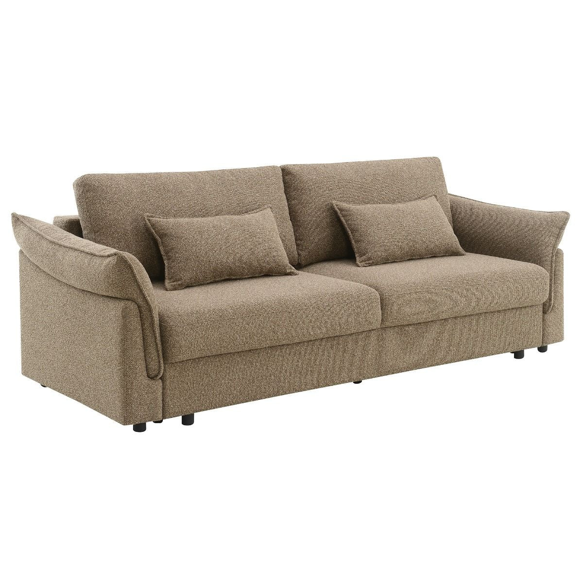 Turpin - Sofa With Sleeper, 2 Pillows & Storage - Brown Boucle