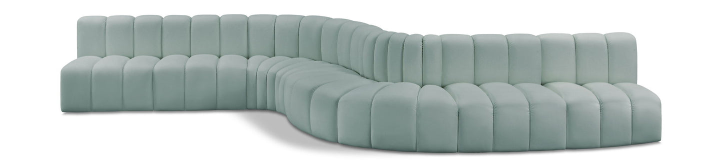 Arc - Faux Leather 8 Piece Curved Modular Sofa