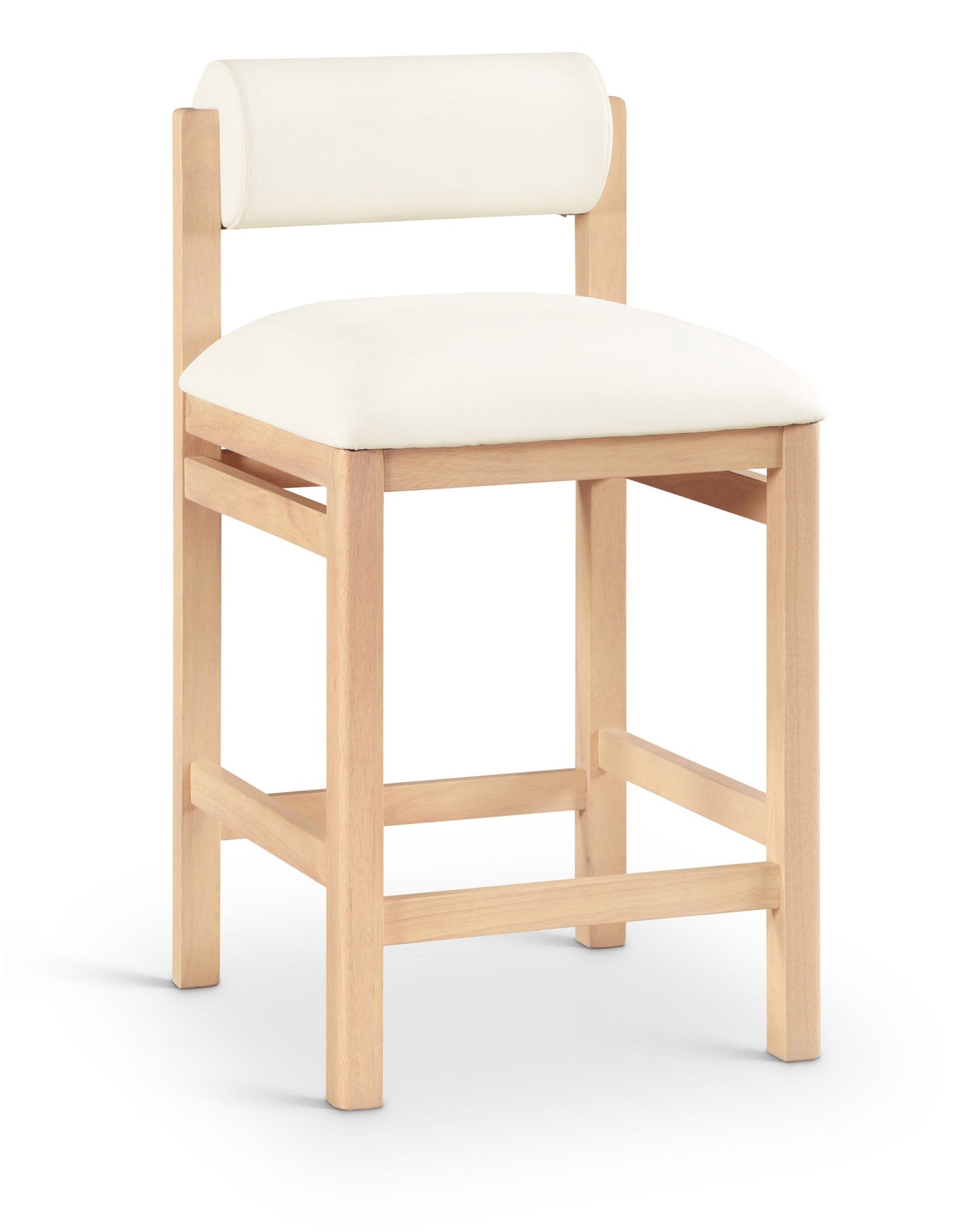 Roundhill - Faux Leather Counter Stool - Natural Frame