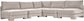 Hammond - Velvet Performance Fabric Upholstered 5 Piece Armless Sectional