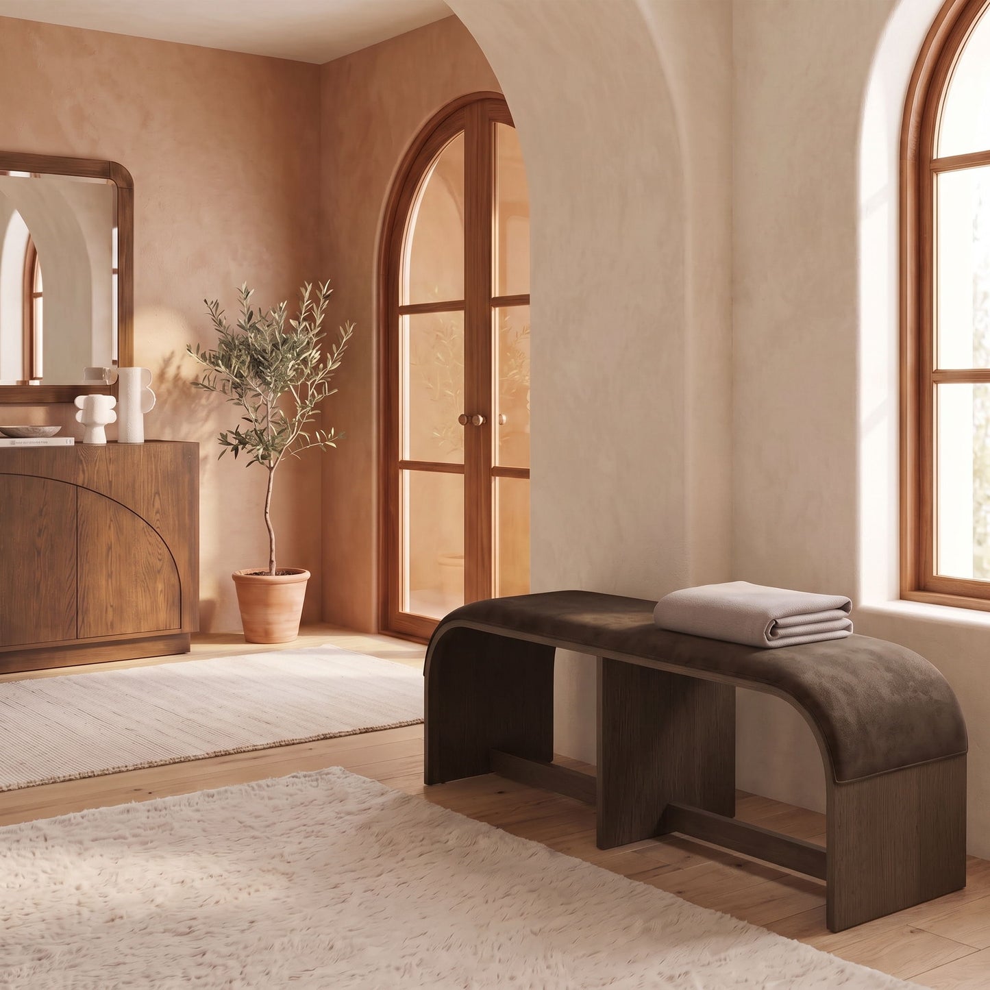 Sable - 52" Velvet Performance Fabric Upholstered Bench