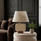 Solis - 14" Genuine Marble And Mango Wood Base With Linen Textured Fabric Shade Table Lamp