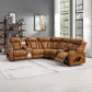 Taddeo - Power Motion Sectional Sofa With Power Headrest, Massage & LED - Two Tone Brown Leatherette