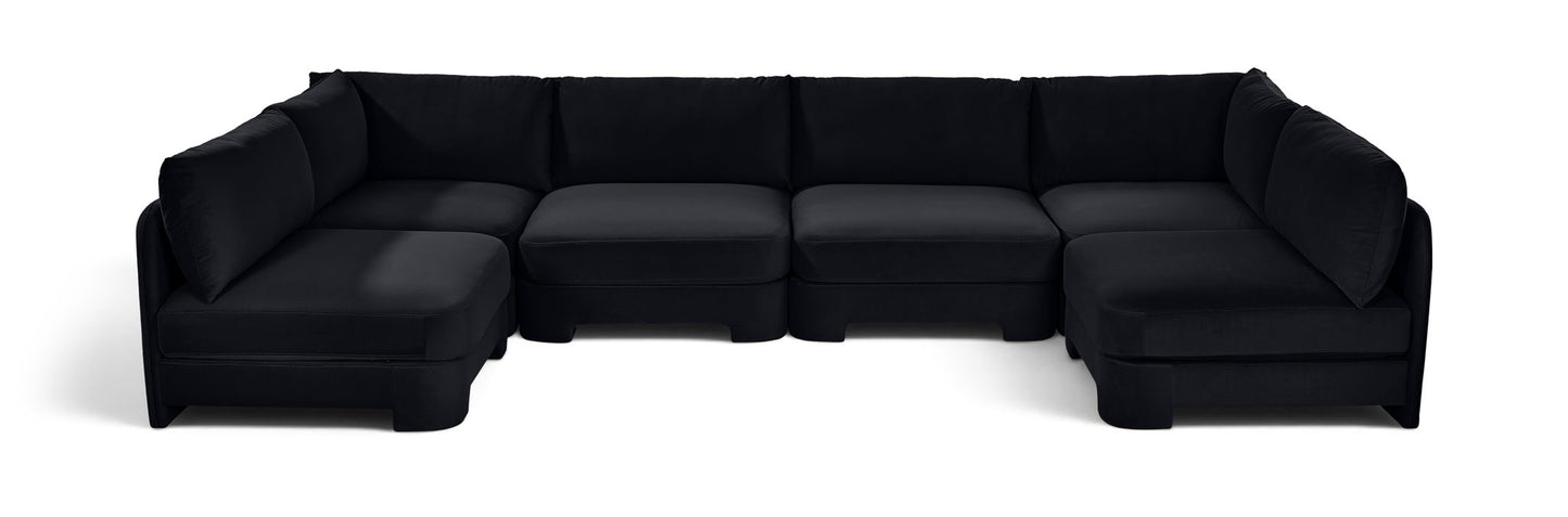 Hammond - Velvet Performance Fabric Upholstered 6 Piece U-Shaped Armless Sectional