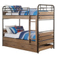 Adams - Twin Over Twin Bunk Bed With Trundle - Antique Oak & Gunmetal