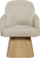 Marlowe - Linen Textured Fabric Upholstered Swivel Dining Arm Chair - Stained Natural