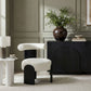 Calder - Linen Textured Fabric Upholstered Accent Chair - Painted Black Base