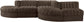 Rummi - Rounded Velvet Performance Fabric Upholstered 5 Piece Modular Sectional