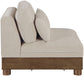 Turin - Chenille Fabric Upholstered Modular Armless Chair - Taupe / Brown Walnut
