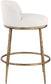 Ferro - Linen Textured Performance Fabric Upholstered Counter Stool - Cream / Brushed Gold