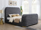 B541 - Velvet Bed With Fireplace, TV Mount & Bluetooth Speaker & USB