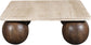 Strata - Travertine And Mango Wood Coffee Table - Brown / Beige