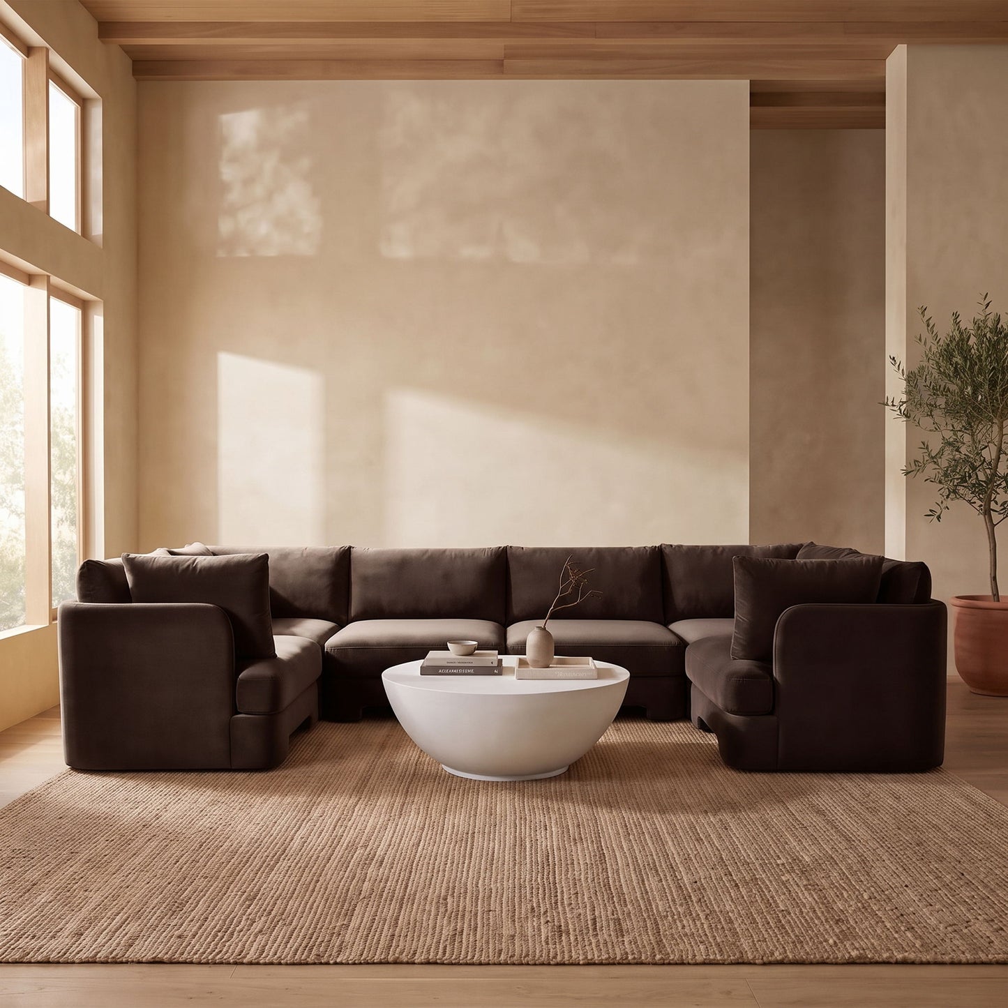 Hammond - Velvet Performance Fabric Upholstered 6 Piece U-Shaped Sectional