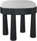 Larea - Linen Textured Fabric Ottoman - Black Base