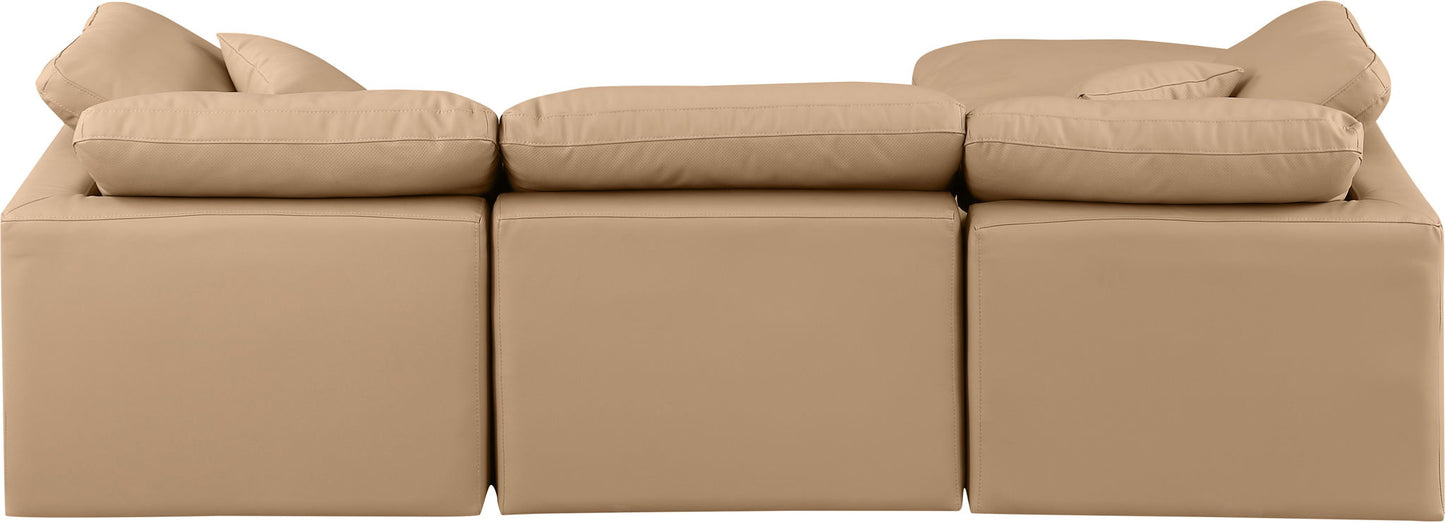 Indulge - Faux Leather 4 Piece Modular Sectional With Chaise - Tan