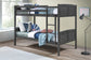 S100 - Twin Over Twin Bunk Bed - Antique Gray