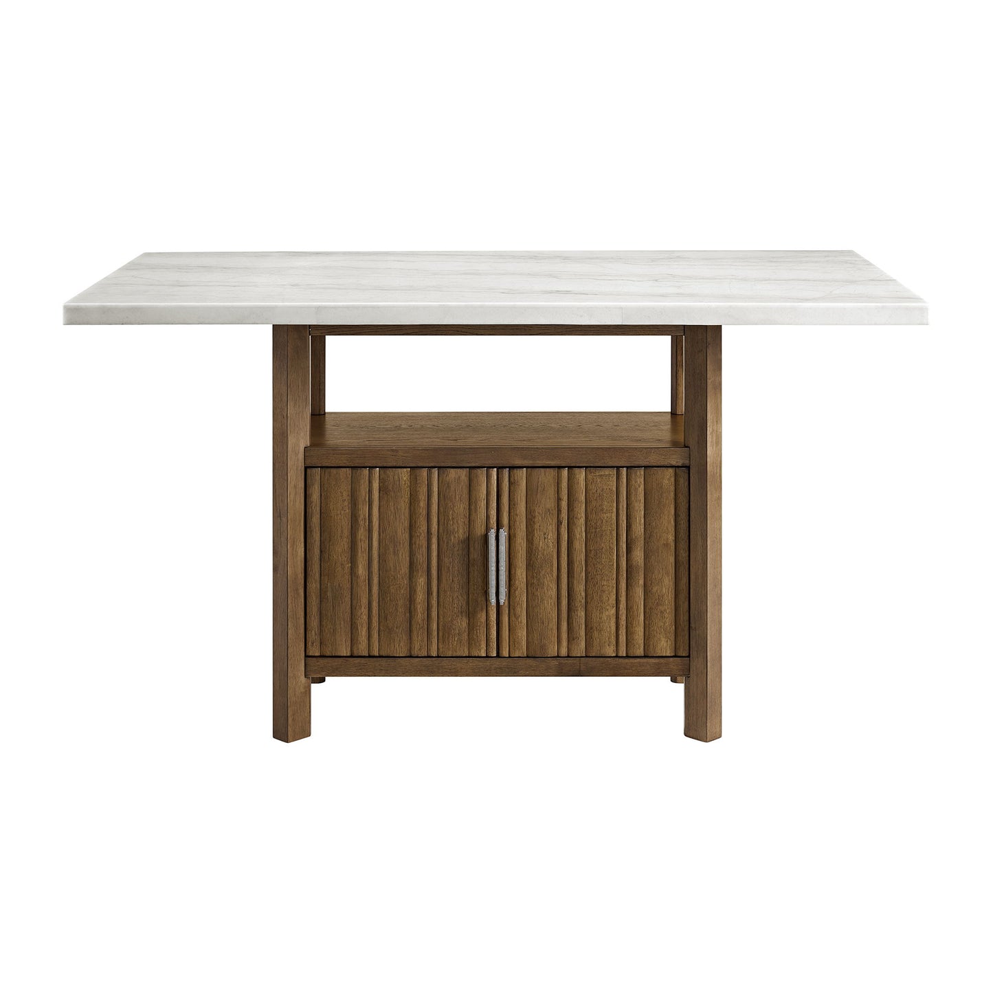 Carmela - Rectangular Counter Table With Marble Top - Brown / White