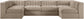 Rummi - Armless Velvet Performance Fabric Upholstered 6 Piece Modular Sectional