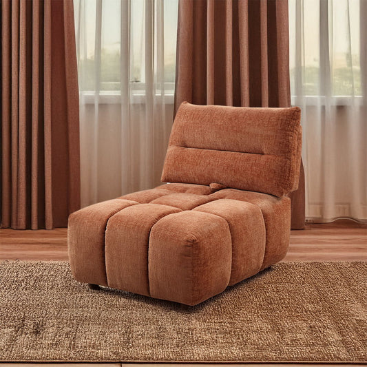 Loanna - Modular - Armless Chair - Coral Red Chenille