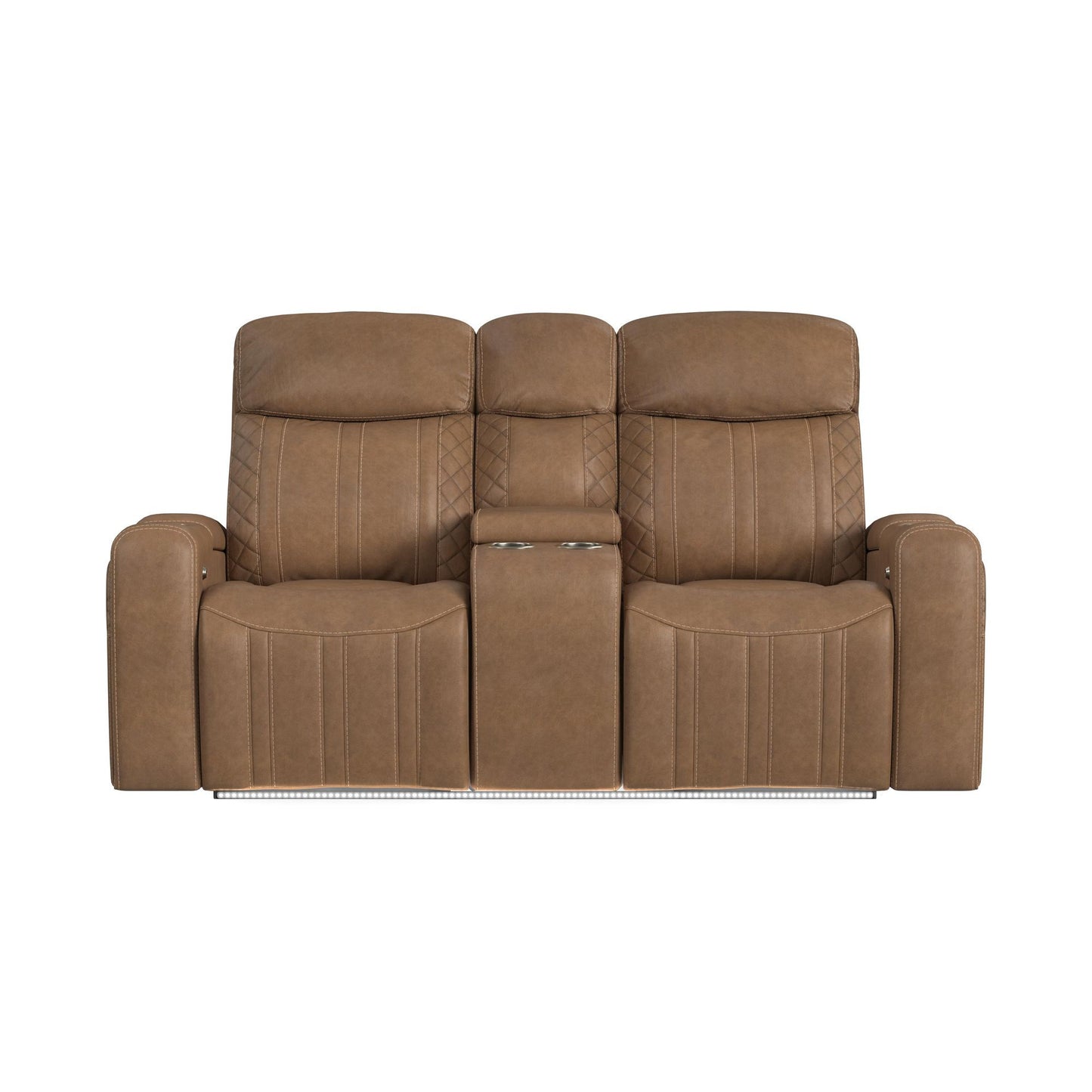 Side Kick - Loveseat With Console, Cupholders And White Led Light - Simba Saddle