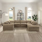 Almano - Modular Left Facing Arm Chair - Light Brown Chenille