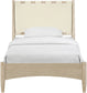Santos - Vegan Leather Headboard And Wood Bed - Waxed Natural Frame