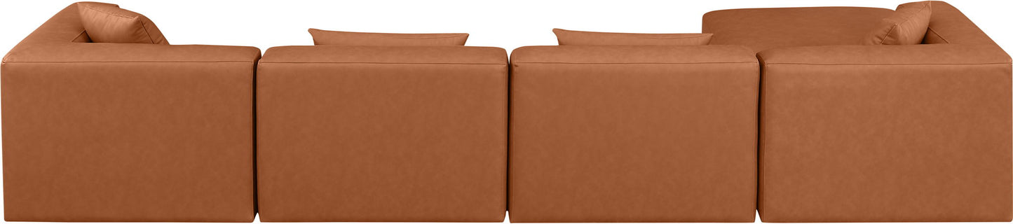 Cube - 5 Piece Modular Sectional With Chaise - Cognac