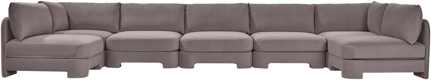 Hammond - Velvet Performance Fabric Upholstered 7 Piece U-Shaped Armless Sectional