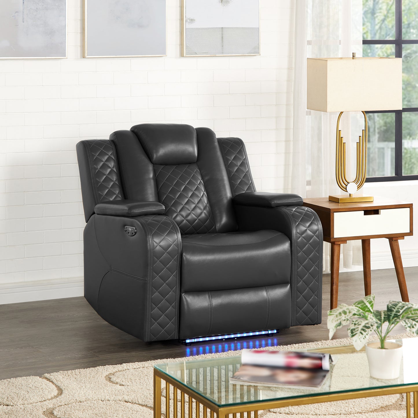 Gel Leather LED Recliner