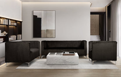 2-Pc Velvet Sofa & Loveseat