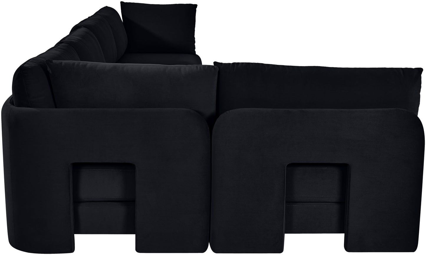 Hammond - Velvet Performance Fabric Upholstered 5 Piece L-Shaped Sectional