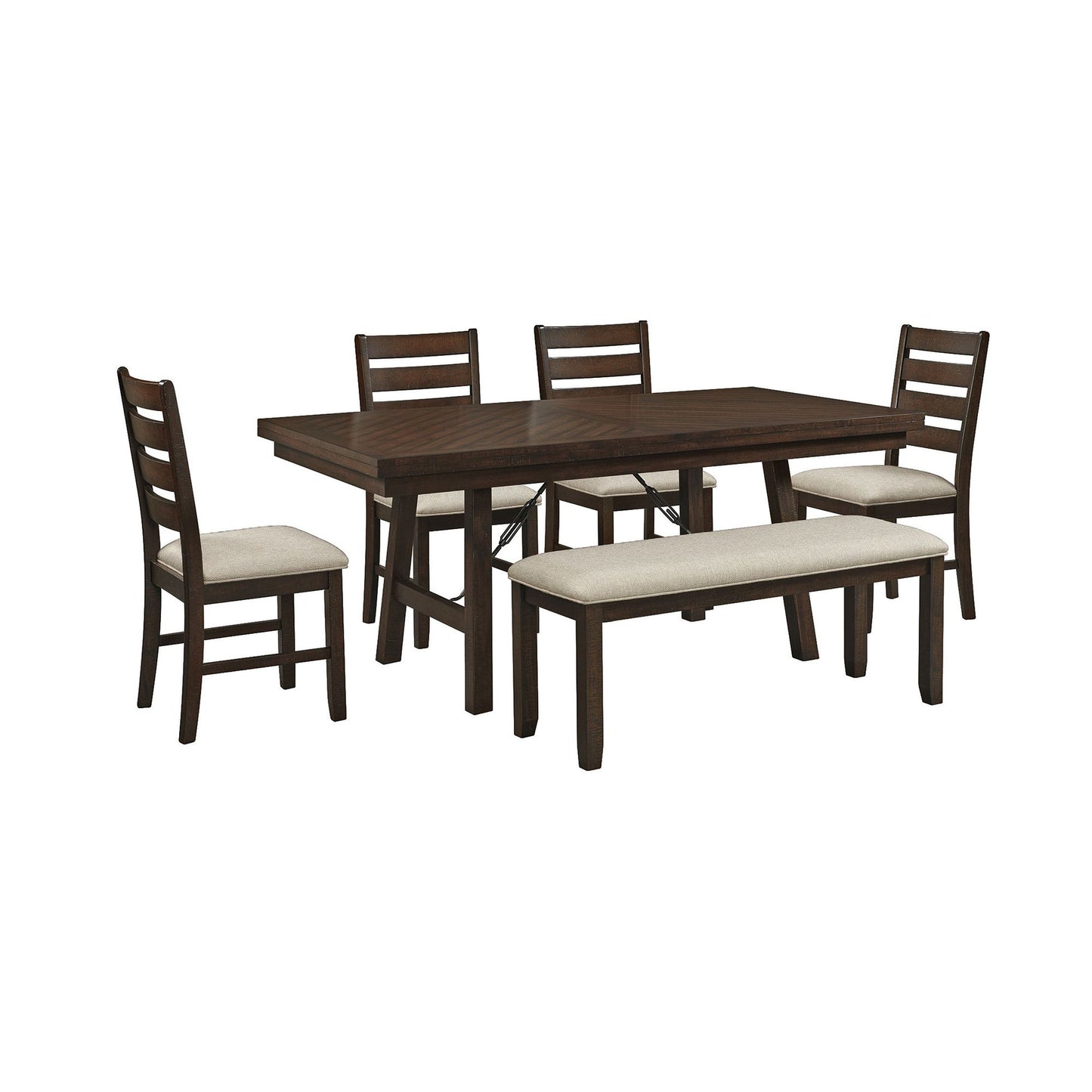Jax - 6 Piece Dining Set (72" Table, Four Chairs And Bench) - Cherry