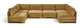 Hammond - Velvet Performance Fabric Upholstered 6 Piece U-Shaped Armless Sectional