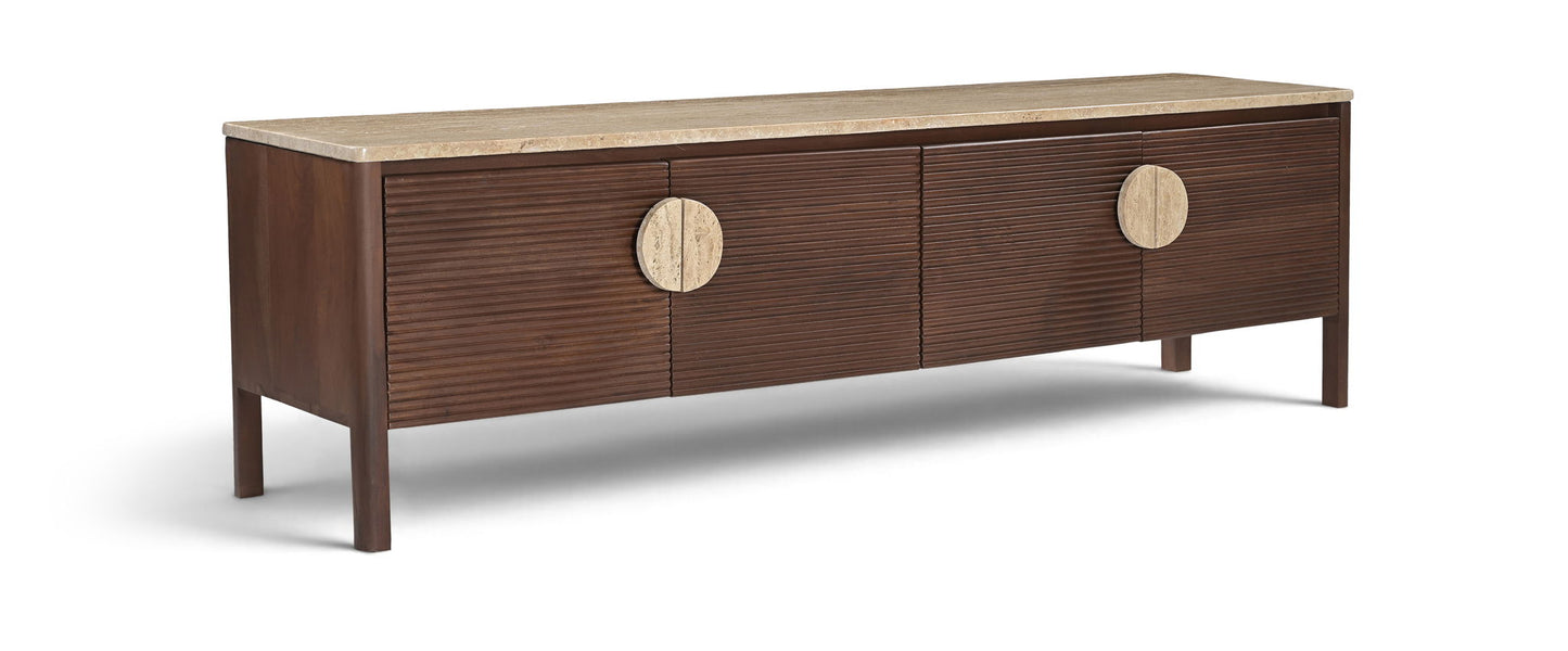 Varenna - 69" Genuine Marble And Acacia Wood Media Console