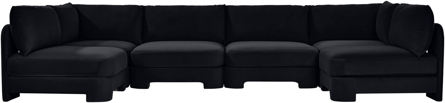 Hammond - Velvet Performance Fabric Upholstered 6 Piece U-Shaped Armless Sectional