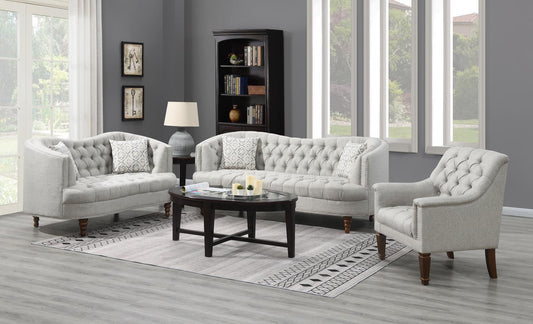 U221 - Loveseat With Two Pillows & Wooden Legs - Gray