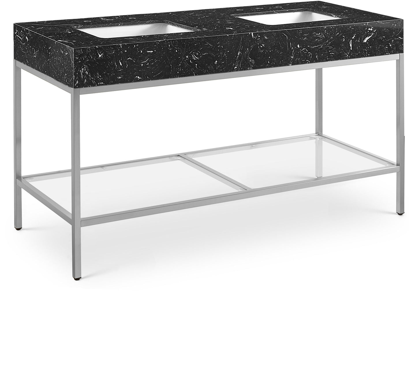 Marmo - Engineered Marble Bathroom Vanity With Chrome Base