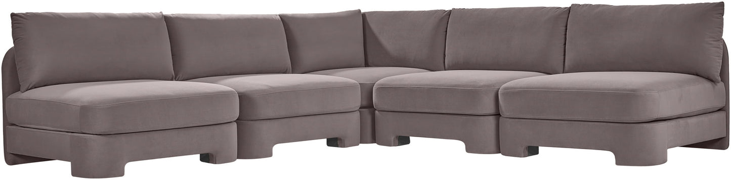 Hammond - Velvet Performance Fabric Upholstered 5 Piece Armless Sectional