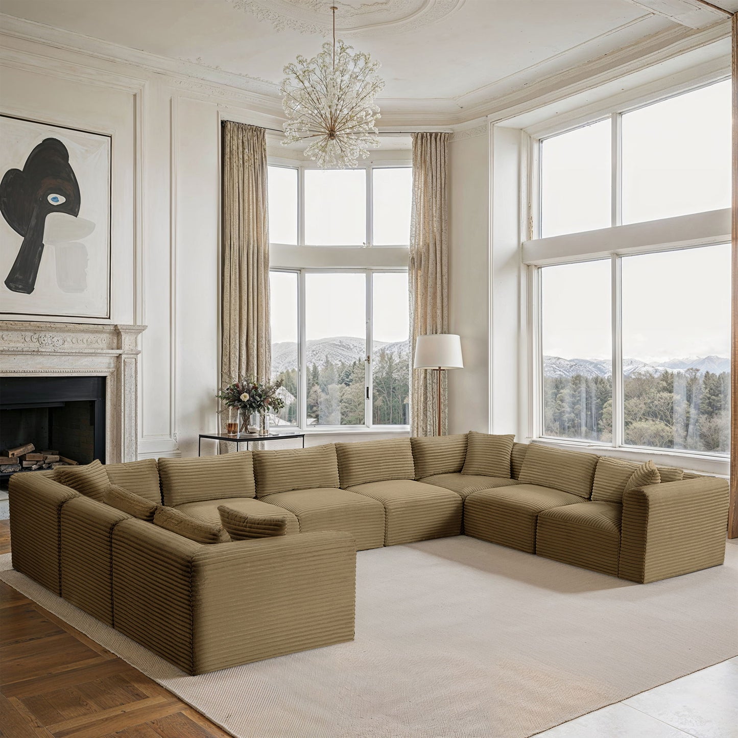 Shaggy - Fabric 9 Piece Modular U-Shaped Sectional