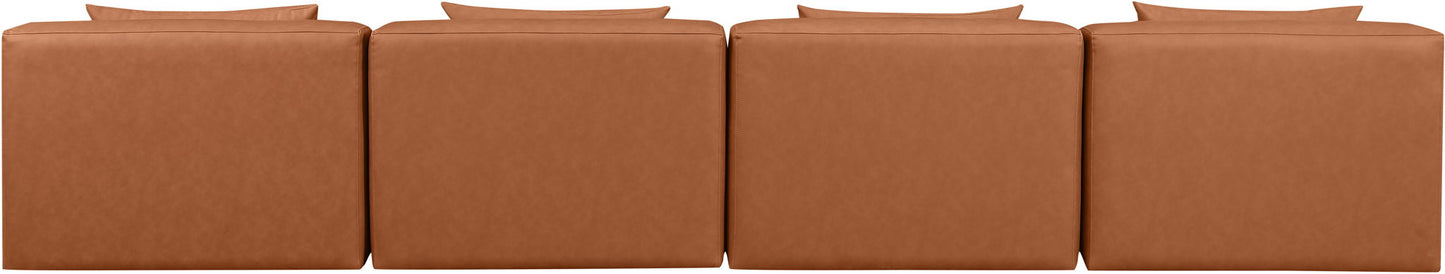 Cube - Modular 4 Piece Armless Sofa - Cognac