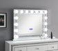 G-320 - Glamour Vanity Set (MDF Dresser + Mirror Bluetooth Speaker With Lights) - Pearl Silver