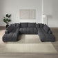 Chosen - Sectional Sofa With 6 Pillows - Gray Chenille