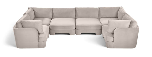 Hammond - Velvet Performance Fabric Upholstered 6 Piece U-Shaped Sectional