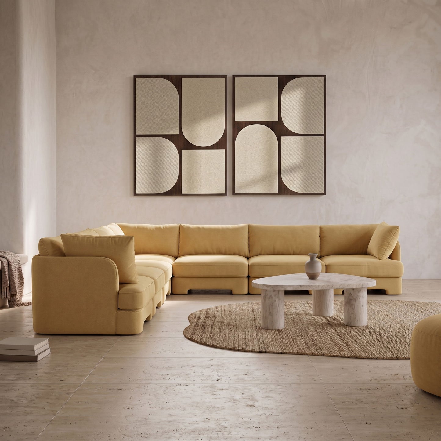 Hammond - Velvet Performance Fabric Upholstered 7 Piece Corner Sectional
