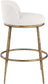 Ferro - Performance Fabric Upholstered Bar Stool - Cream / Antique Brass