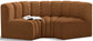 Arc - Velvet 3 Piece Modular U-Shaped Sofa - Saddle