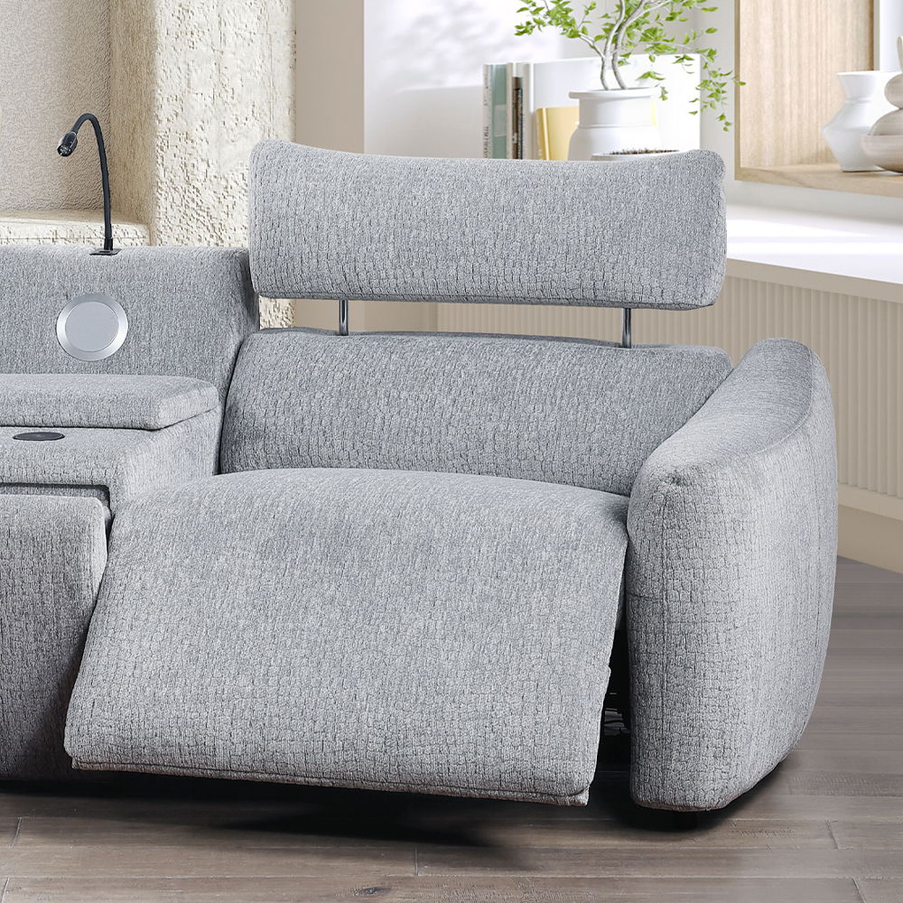 Fullar - RAF Modular Power Motion Recliner - Light Gary Chenille