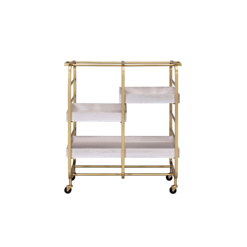 Vorrik - Serving Cart - Gold & White Washed