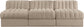 Rummi - Velvet Performance Fabric Upholstered 3 Piece Modular Armless Sofa