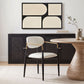 Ronda - Vegan Leather Upholstered Dining Arm Chair - Black Legs